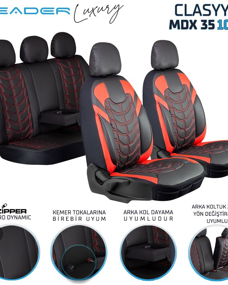 Leader CLASYY NAKIŞLI KOMPLE DERİ / Universal Oto Koltuk Kılıfı