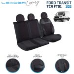 Leader FORD TRANSİT 2013 SONRASI 2+1 TİCARİ NAKIŞLI ALKANTRA OTO KILIFI