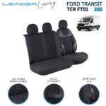 Leader FORD TRANSİT 2013 SONRASI 2+1 TİCARİ NAKIŞLI ALKANTRA OTO KILIFI