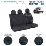 Leader FORD TRANSİT 2013 SONRASI 2+1 TİCARİ NAKIŞLI ALKANTRA OTO KILIFI