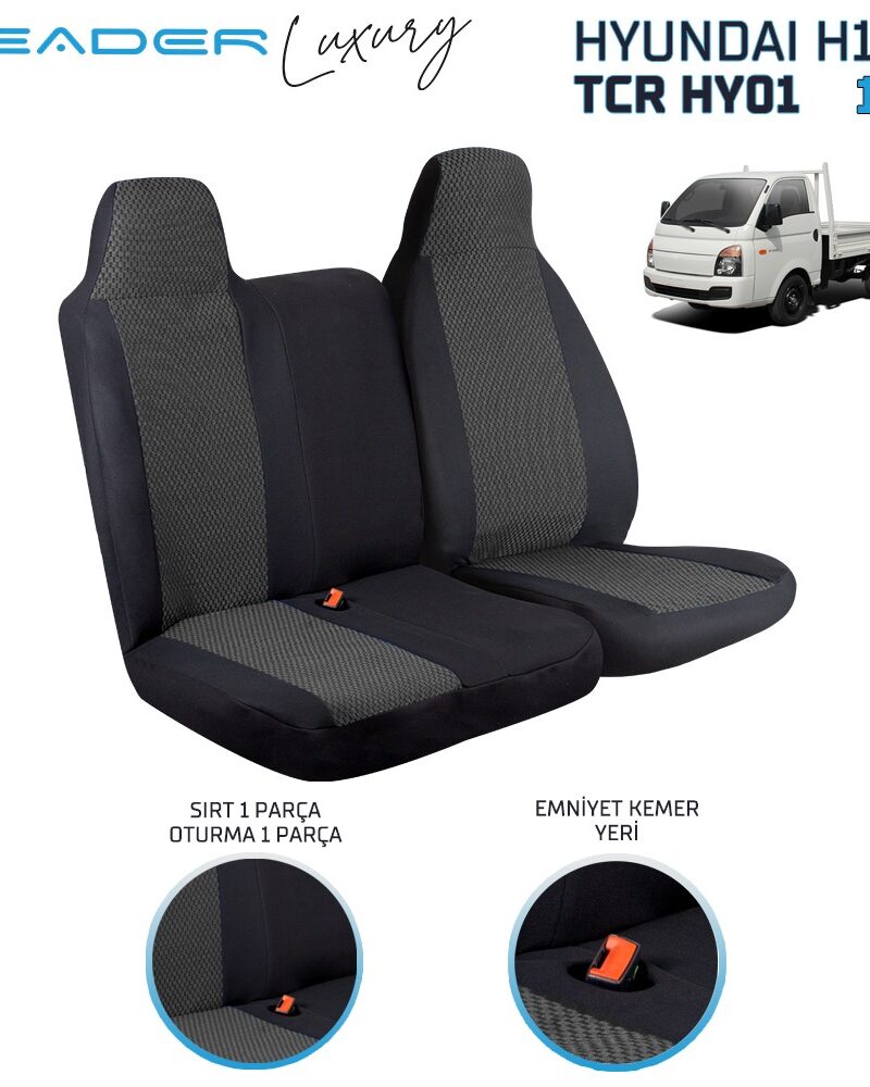 HYUNDAI H100 KAMYONET SABİT BAŞLIK UYUMLU 2+1 TİCARİ OTO KILIFI SİYAH LEADER