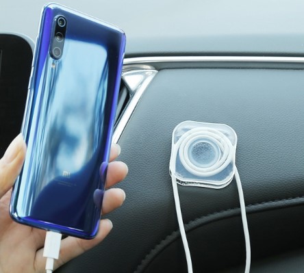 Kablo Kanallı Güçlü Yapışkan Telefon Tutucu Kare