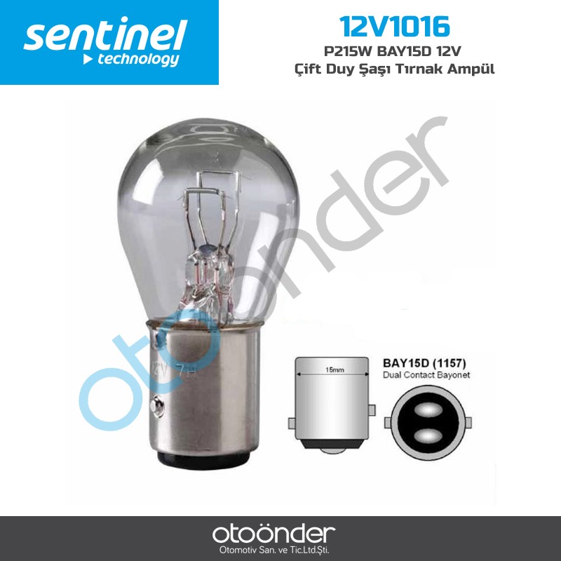 Sentinel P21/5W Bay15D 12V Çift Duy Şaşı Tırnak Ampul