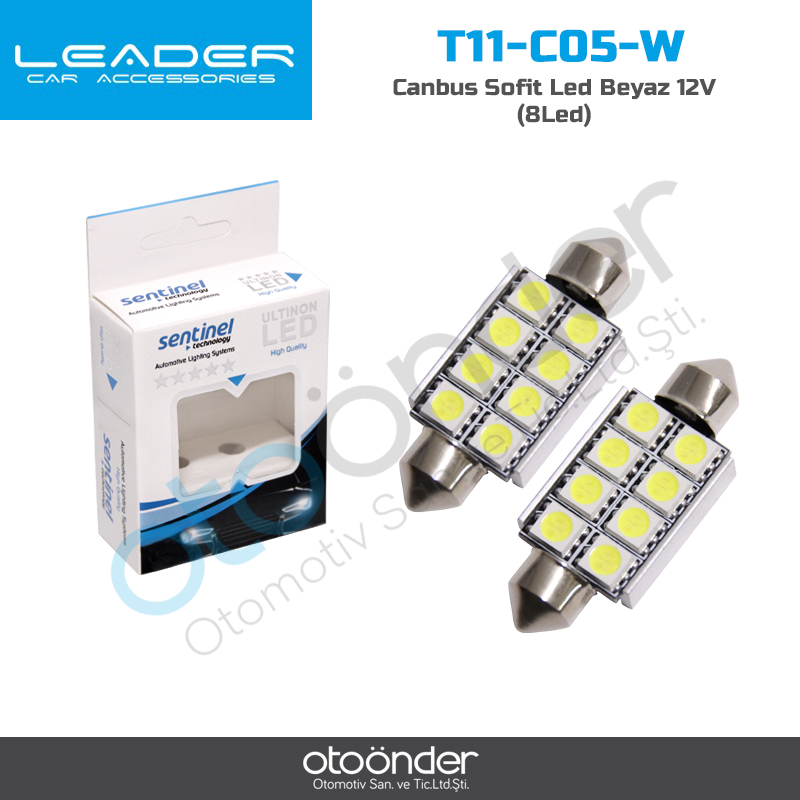 Sentinel 12V 39Mm 8Smd Sofit Led Beyaz - 2 Adet