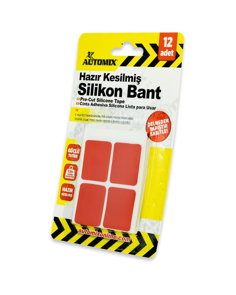 Automix Kare Hazır Kesilmiş 12Li Silikon Çift Taraflı Bant