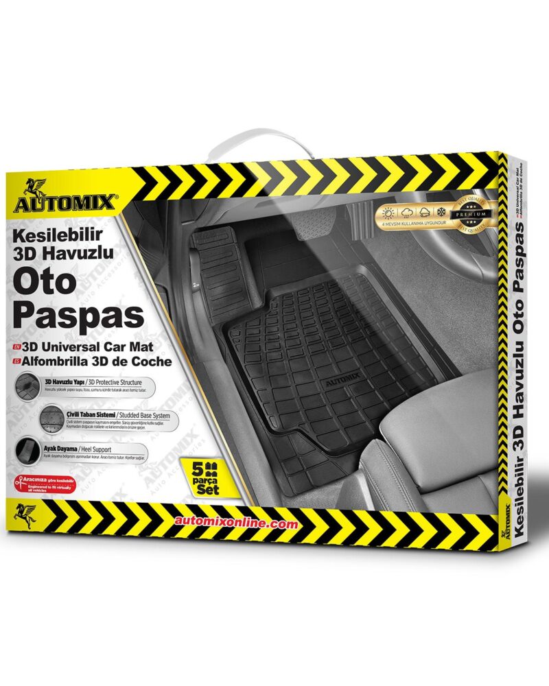 Automix Kesilebilir Siyah 3D Havuzlu Paspas