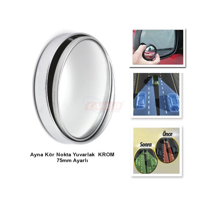 Carub Ayna Kör Nokta Yuvarlak 75Mm Ayarlı Krom Nikelaj - 1 Adet