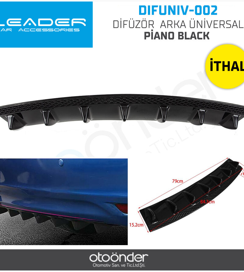 Difüzör Arka Üniversal Piano Black İthal