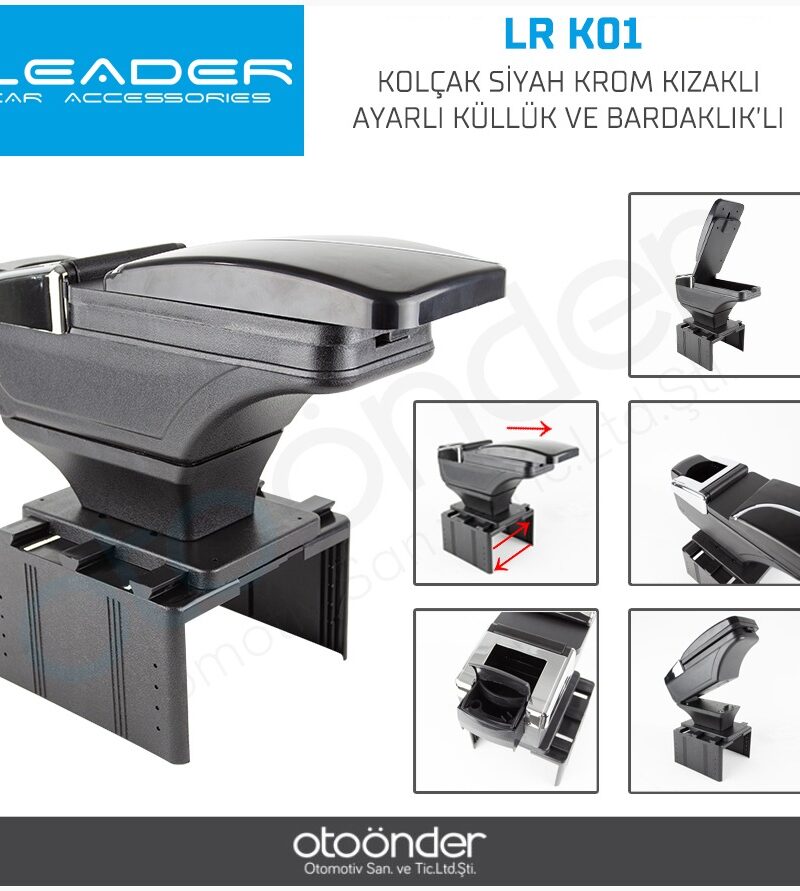 Leader Kolçak Siyah Krom Kızaklı Küllük Bardaklıklı