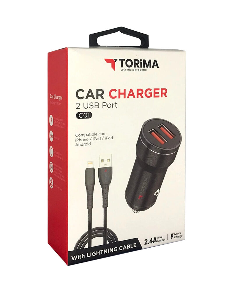 Torima C01 2.4A Iphone Çift Usb Giriş Araç Şarjı