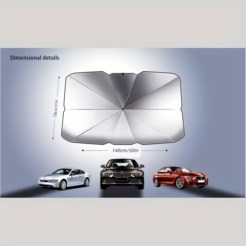 Minibüs SUV Şemsiye Güneşlik 78Cm X 140Cm / Silver