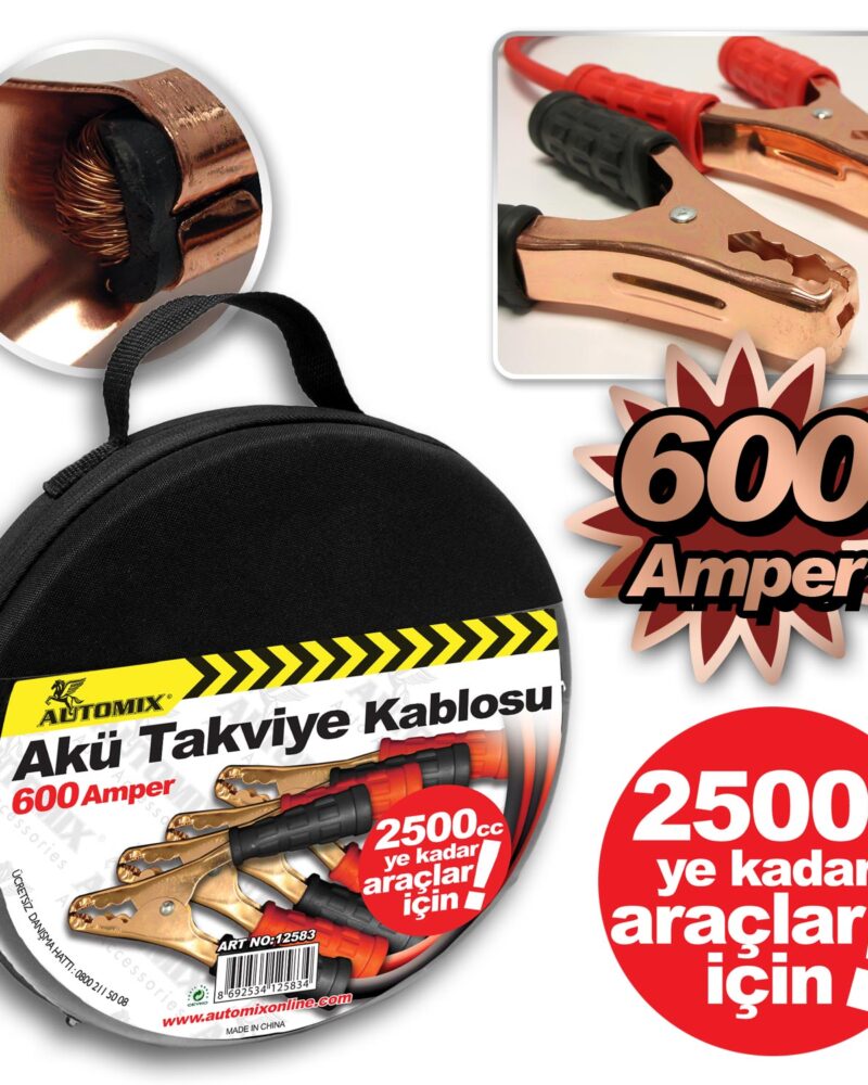 AUTOMİX Akü Takviye Kablosu 600 Amper