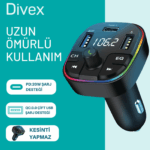 Divex DT-604 - Çift USB Araba Şarj Cihazı, Kablosuz FM Verici, 2 USB Portu Transmitter