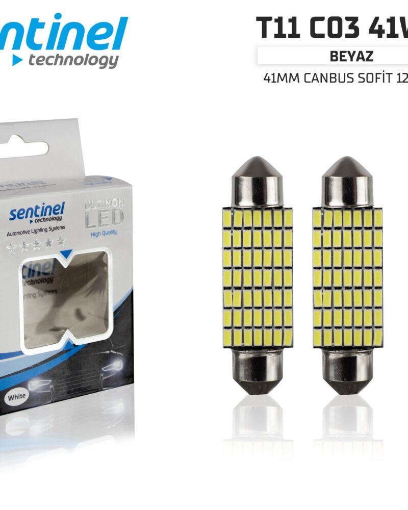 CANBUS SOFİT 41mm BEYAZ 49 SMD 12-24V UYUMLU LED Güçlü Işık - 2 Adet