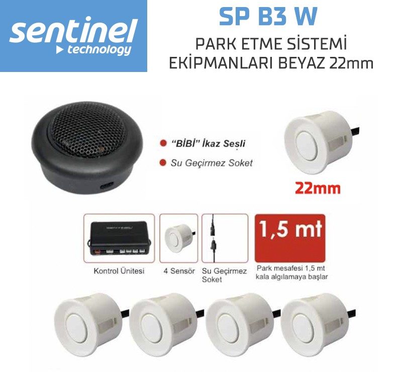 Sentinel Bip Ses İkazlı Park Sensörü - Beyaz 22 mm