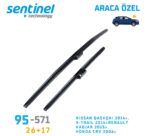 Sentinel ÖN Silecek Takım / NISSAN QASHQAI 2014, X-TRAIL 2014RENAULT KADJAR 2015, HONDA CRV 2006 / 650mm 430mm