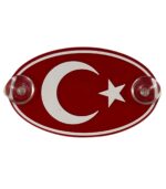 TÜRK BAYARAĞI Araç Cam Süsü Pleksi Vantuzlu Oto Arma Oval / 14 Cm