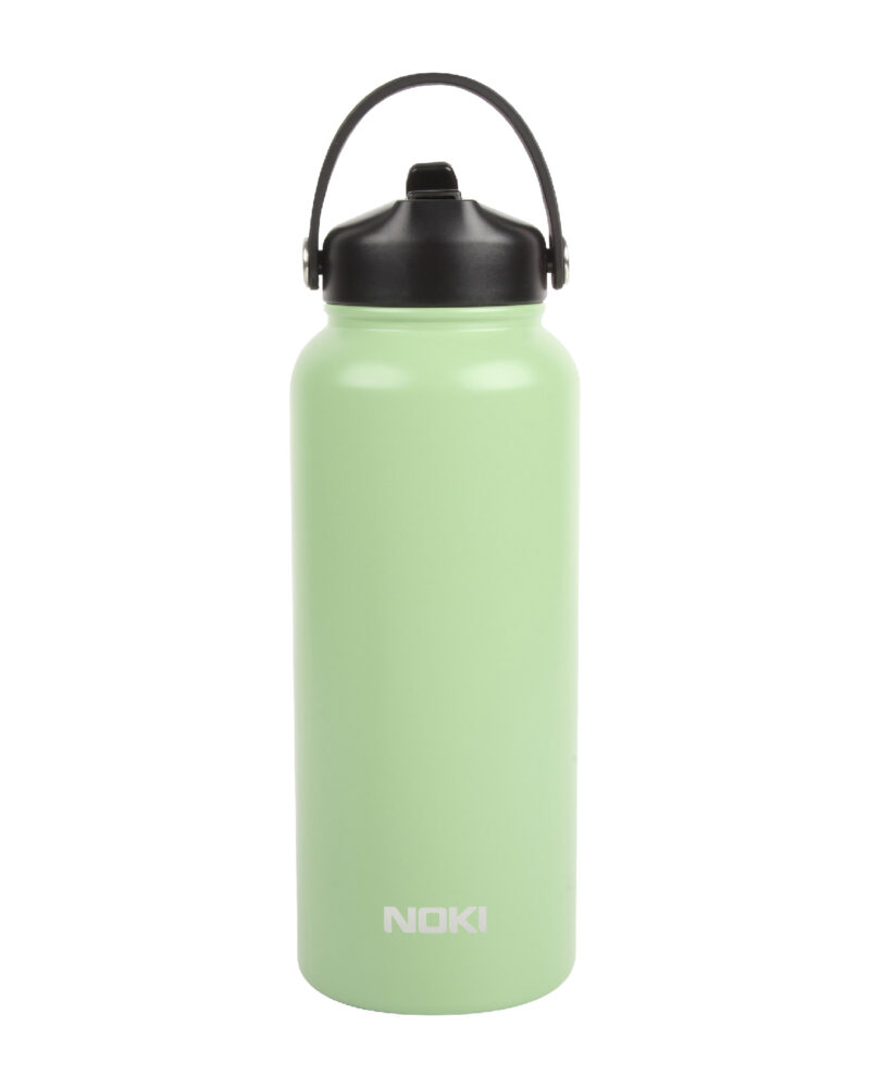 Noki Yeşil Çelik Matara Çevir Aç Pipet Taşıma Kulplu / 960 ML