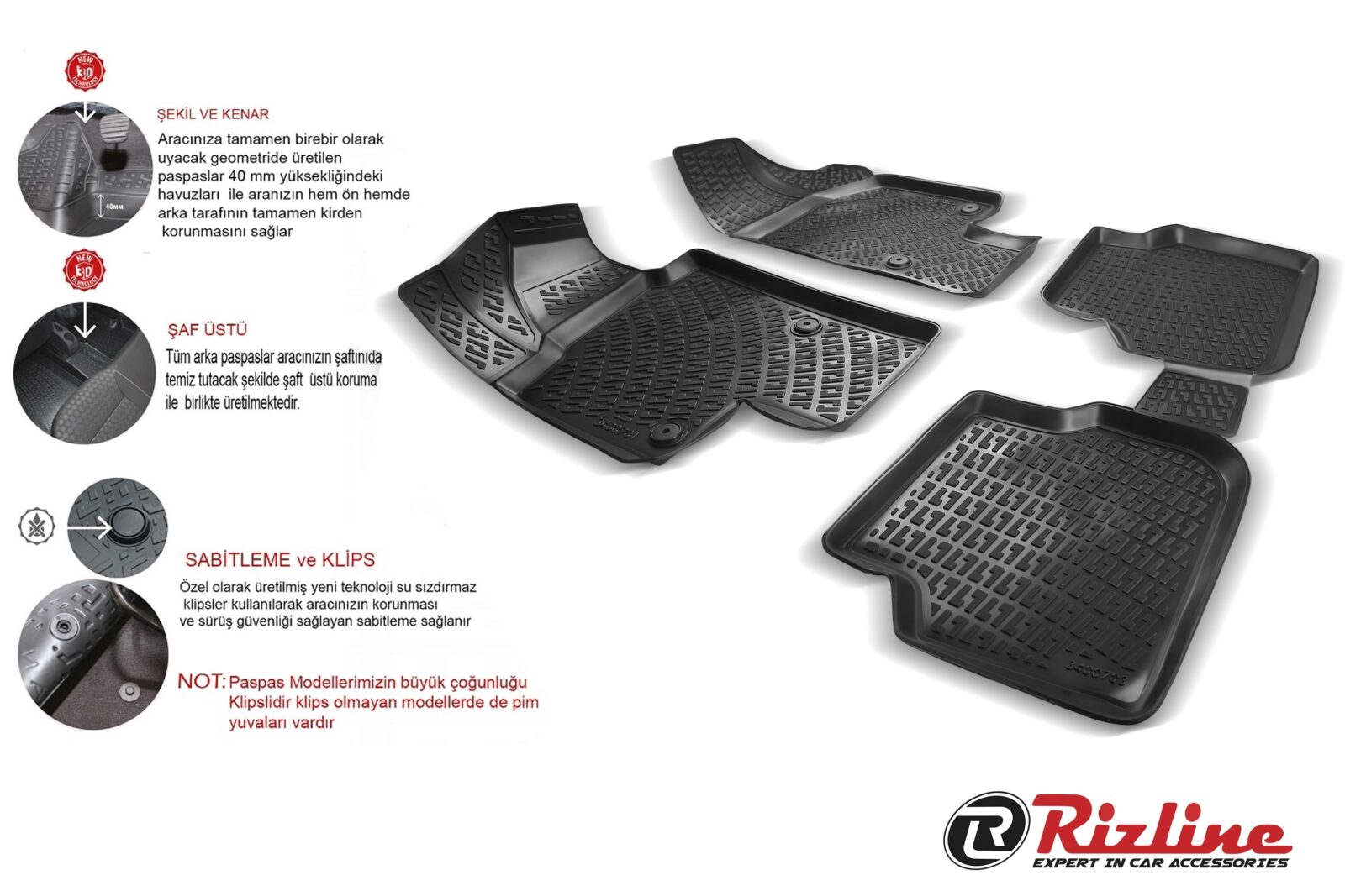 Rizline Audi A7 2010-2018 / 3D Tam Uyumlu Havuzlu Paspas