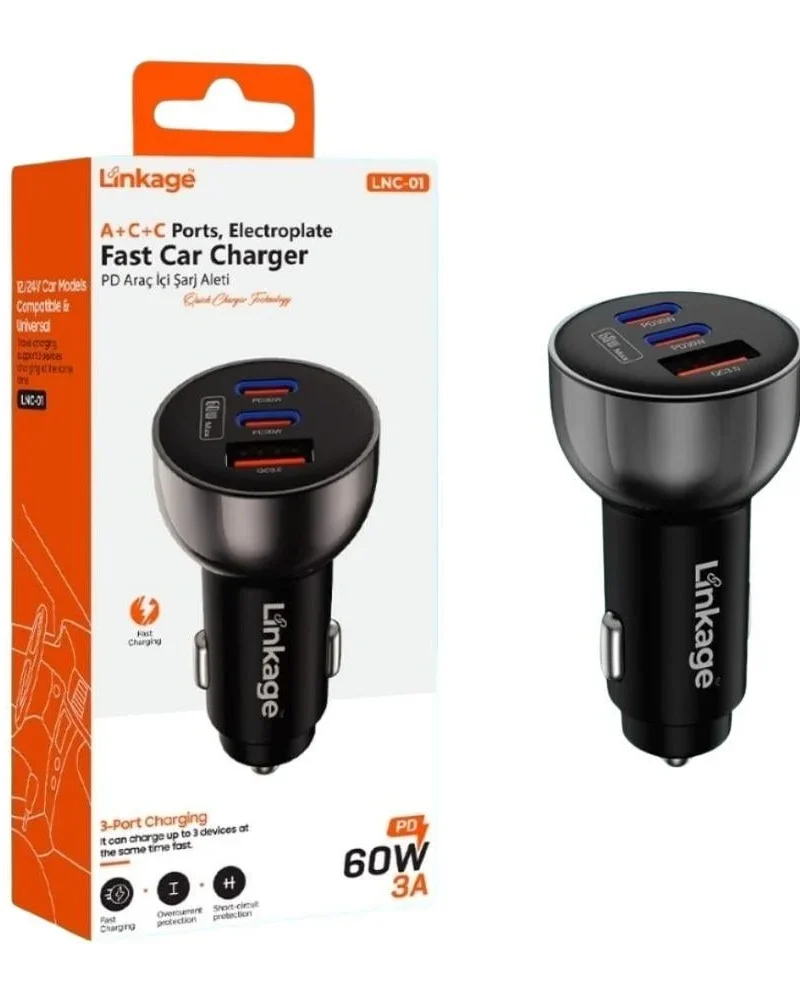 Linkage LNC-01 ACC 3lü PD Hızlı Çakmaklık Şarj Aleti 60W